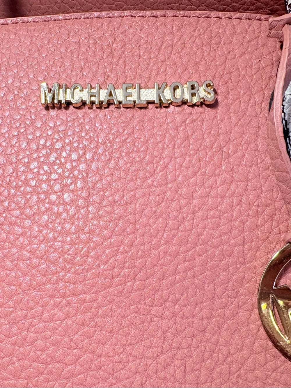 Michael Kors Coral Pink Leather Hand Bag with Snake-Print Handles Knock Off